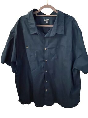 King Size Men's Short-Sleeve Button-Up Shirt - Green 4XL Big